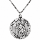 One Nation St Christopher US Army .925 Sterling Silver Medal and Stainless-Steel Necklace with Gift Box