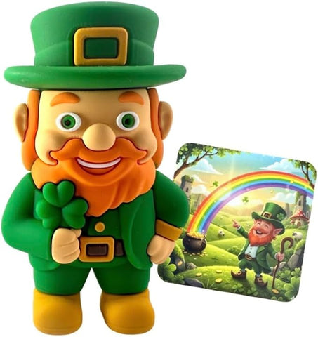 Lucky Irish Leprechaun Figurine Pocket Sized Good Luck Charm Trinket Durable PVC Keepsake for Desk Shelf or Carrying