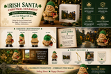 Irish Santa Ornament with Aran Sweater Christmas Tree Figurine Gift Boxed Hand-Painted Resin Ireland Souvenir Design