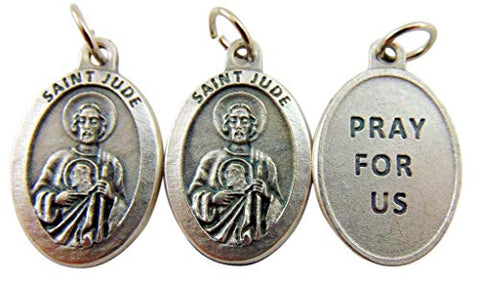 Westman Works St Jude Medal 3/4 Inch Silver Tone Metal Made in Italy, Set of 3