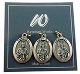 Westman Works St Jude Medal 3/4 Inch Silver Tone Metal Made in Italy, Set of 3