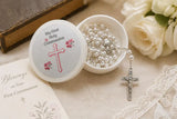 My First Holy Communion Rosary Gift Set – Pearl Rosary with Keepsake Box for Girls, Catholic Gift