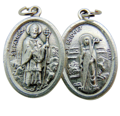Set of Five St Patrick/St Bridget Medal 3/4" Metal Catholic Saint Pendant Gift Made in Italy