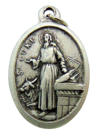 Set of Five Saint Luke Medal 3/4" Metal Catholic Saint Pendant Gift Made in Italy