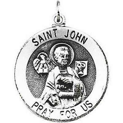 MRT St John The Evangelist Sterling Silver Medal Pendant 3/4" w Chain Boxed Gift