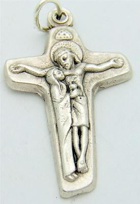 MRT Mother & Son Jesus w Mary Cross Silver Plate Crucifix Medal Pendant Gift 1"