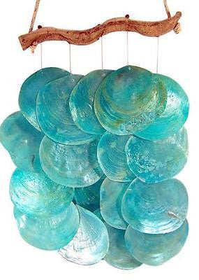 Real Capiz Sea Shell Beach House Wind Chime Large Outdoor Tropical Decor 35" Lng