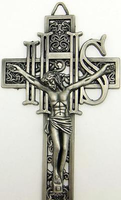 MRT Silver Gilded IHS Wall Crucifix Catholic Cross Ornate Religious Holy Gift 6"