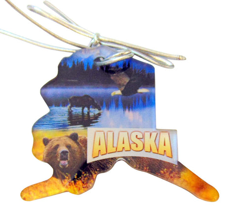 Alaska Christmas Ornament Acrylic State Shaped Decoration Boxed Gift Made in The USA