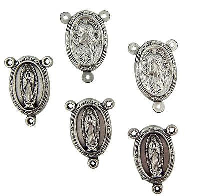 MRT Rosary Lot Of 5 Our Lady of Guadalupe Silver Plate Center & Crucifix Italy