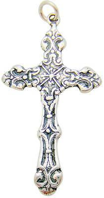 MRT Sterling Silver 1 1/4" Cross Christian Pendant Jewelry Gift w Chain Boxed