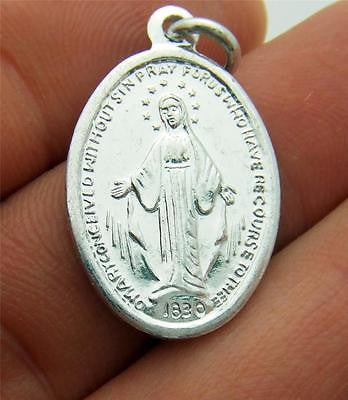 MRT Miraculous Silver Tone Medal Blessed Virgin Mary Pendant Aluminum Gift 1"