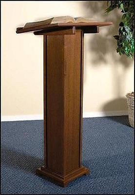 Wood Lectern 43"H Church Chapel Christian Pulpit Stand Walnut Stain MRT Gifts