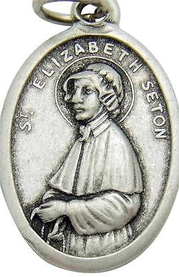 MRT Catholic St Elizabeth Ann Seton Medal Gift Silver Tone Metal 3/4" Made Italy