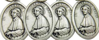4 Catholic St Elizabeth Ann Seton Medal Gift Silver Tone Metal 3/4" Italy