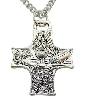 First Communion Bread of Life Cross Pendant