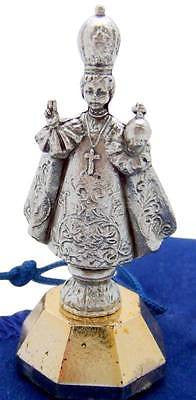 Infant Child Of Prague Silver Tone Metal Car Magnet Statue w Bag Italy