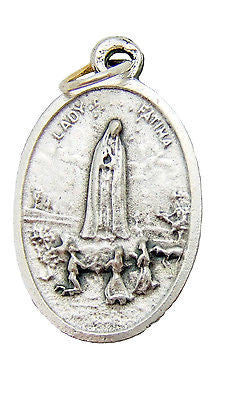 MRT Our Lady of Fatima Catholic Saint Mary Medal Silver Plate 3/4" Italian Made