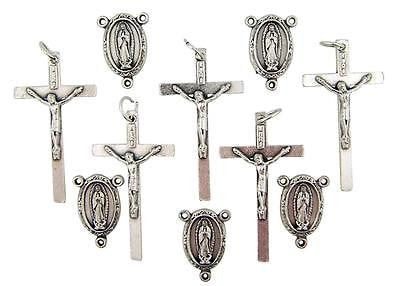MRT Rosary Lot Of 10 Our Lady of Guadalupe Silver Plate Center & Crucifix Italy