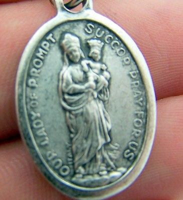 Our Lady Of Prompt Succor Religious Charm Pendant Pray For Us Silver Gild Medal