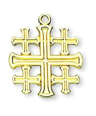 MRT Gold Over Sterling Silver 13/16" Jerusalem Cross Crusaders Heraldic Pilgrims