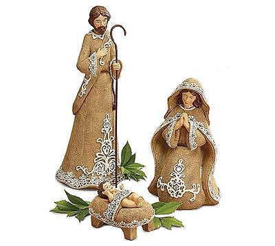 Nativity Set of 3 Pieces Handmade Burlap Christmas Advent Home Decor Gift 9"H