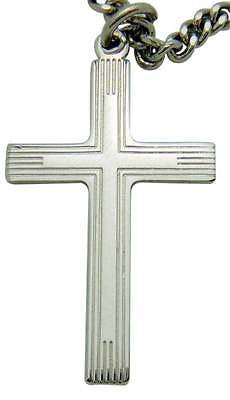 Sterling Silver Cross 1 1/4" Pendant Medal with Chain Boxed Christian Gift