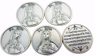 SET OF 5! St Rita Saint Prayer Token Silver Plated Coin Gift Lot from Italy