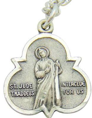 MRT St Jude Intercede For Us Sterling Silver Saint Medal 7/8" w Chain Boxed Gift
