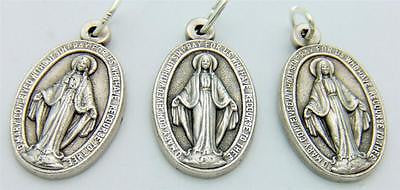3 Lot  Miraculous Mary Madonna Medal Silver Plate Pendant Medal 5/8" Italy