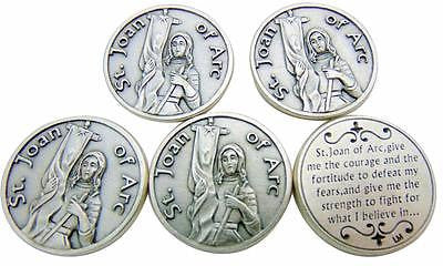 SET OF 5! St Joan of Arc Saint Prayer Token Silver Plated Coin Lot from Italy
