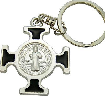 MRT St Benedict Emblem Metal Cross Key Chain Large Exorcism Saint Car Gift 1.5"
