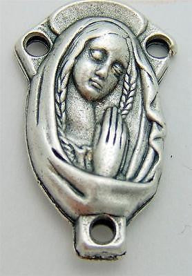 MRT Virgin Mary Praying Holy Rosary Centerpiece Part Silver Plate Italy .65"