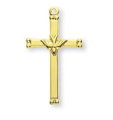 MRT Gold Over Sterling Silver 1 1/8" Holy Spirit Cross Boys Girls Confirmation