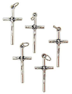 5 Lot Crucifix Rosary Petite Post Cross Pendant Catholic Holy Gift 1" Italy