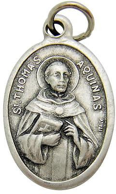 MRT St Thomas Aquinas Patron Saint Medal Silver Plate Catholic Gift 3/4" Italy