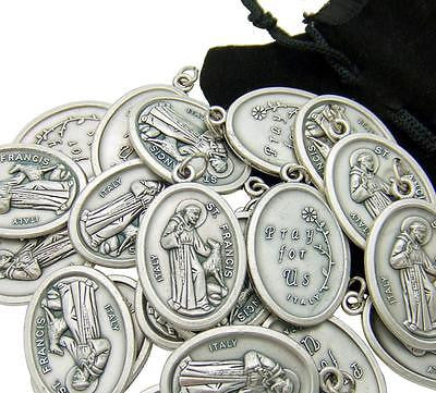 MRT Silver Tone St Francis Medals 7/8" SPECIAL Bulk Lot of 20 in a Gift Bag