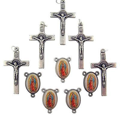 10 Part Lot Our Lady Of Guadalupe Centerpiece & St Benedict Crucifix Italy