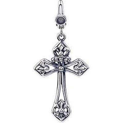 MRT Sterling Silver Cross Pendant Charm Ladies Fleur-de-lis Fashion Gift 1 1/8"L