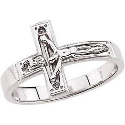 .925 Sterling Silver Crucifix Chastity Ring Mens Ladies Size 12 to 4 Jewelry