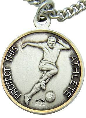 MRT Saint St Sebastian Male Medal Soccer Sterling Silver w Chain Boxed 1" Gift