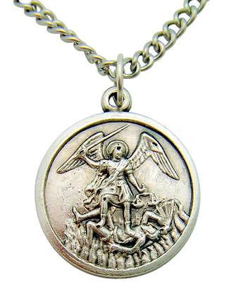 St Michael Oxidized Metal Saint Protection Medal Gift with Stainless Steel Chain