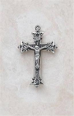 MRT Sterling Silver 1 3/8" Crucifix Cross Pendant Catholic Gift w Chain Boxed