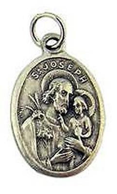 MRT St Joseph & Child Jesus Saint Holy Medal Silver Plate Catholic 3/4" Italy