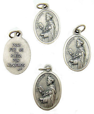 MRT Lot Of 4 St Dominic Catholic Saint Holy Medal Silver Plate Pendant Gift 3/4"