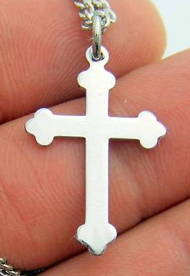 .925 Sterling Silver Budded Cross 1" w Chain Boxed Christian Gift