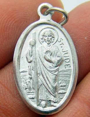 MRT St Jude Silver Tone Aluminum Medal Catholic Saint Gift 3/4" Italy