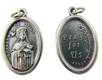 MRT One Silver Plate St Teresa De Avila Pendant Medal Patron Saint Of Sick Gift