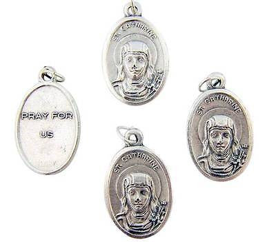 4 Lot St Catherine Catholic Saint Holy Medal Silver Plate Gift 3/4" Italy