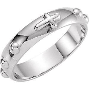 .925 Sterling Silver Rosary Ring Mens or Ladies Jewelry Gift Sizes from 4-12